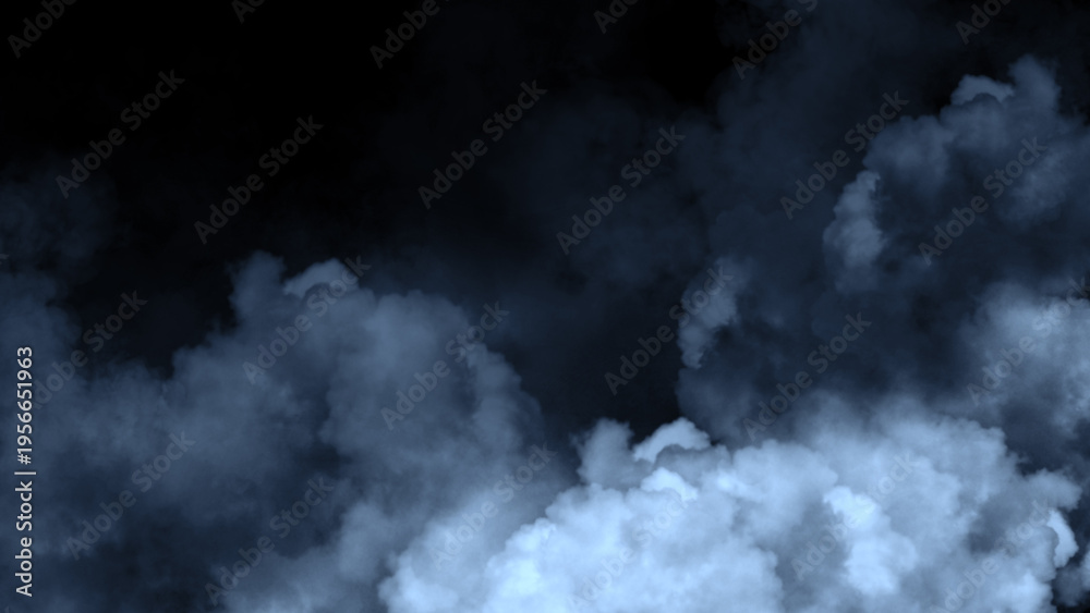 Obraz premium Abstract blue smoke misty fog on isolated black background. Texture overlays. Paranormal mystic smoke, clouds for movie scenes