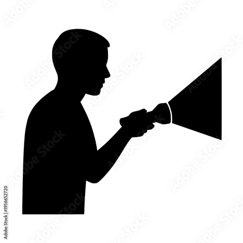 Man holding a megaphone and speaking loudly