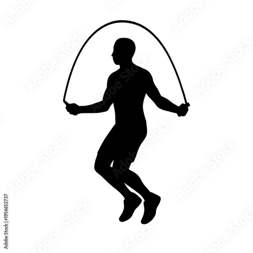 Man jumping rope in a dynamic motion with a jump rope