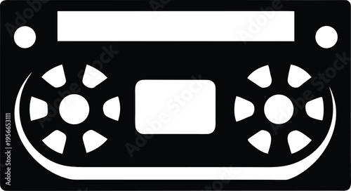 a vhs tape with label window and reels the entire image silhouette vector illustration on transparent background