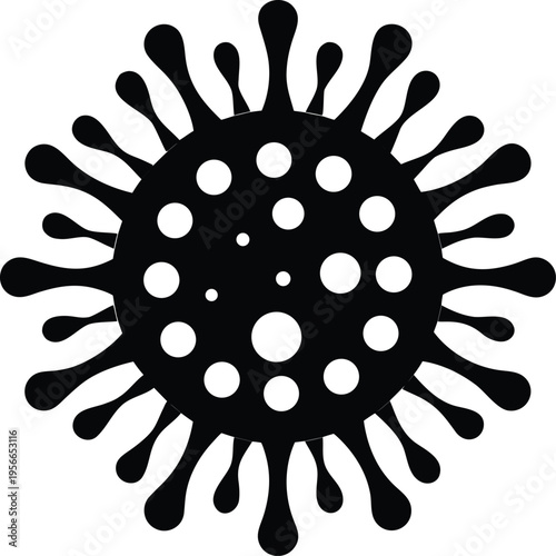 a virus particle with spiked outer shell the entire image silhouette vector illustration on transparent background