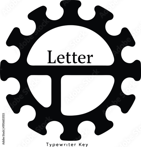 a typewriter key with raised letter empty center the entire image silhouette vector illustration on transparent background