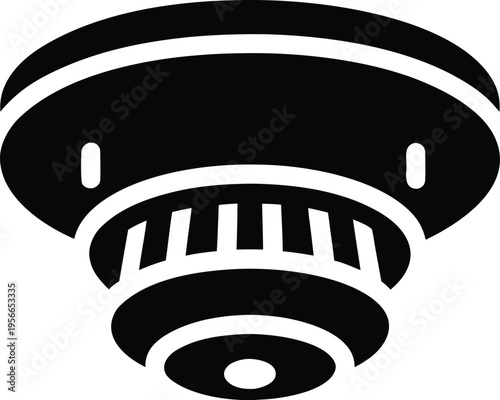 a smoke detector with central sensor the entire image silhouette vector illustration on transparent background