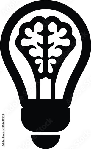 a smart bulb with filament and base the entire image silhouette vector illustration on transparent background