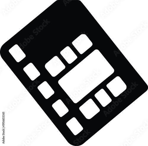 a sim card with cut corner and chip area the entire image silhouette vector illustration on transparent background