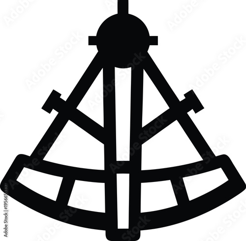 a sextant with arc and sighting mirrors the entire image silhouette vector illustration on transparent background