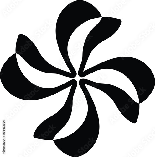 a pinwheel with four curved blades the entire image silhouette vector illustration on transparent background