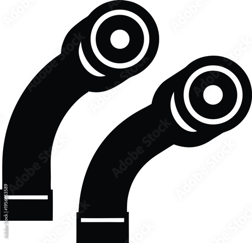 a periscope with two bends and eyepiece the entire image silhouette vector illustration on transparent background