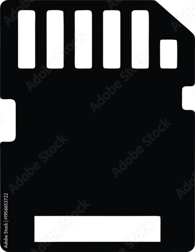 a memory card sd style with notched corner the entire image silhouette vector illustration on transparent background