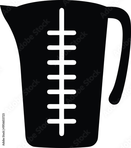 a measuring cup with handle and volume lines the entire image silhouette vector illustration on transparent background