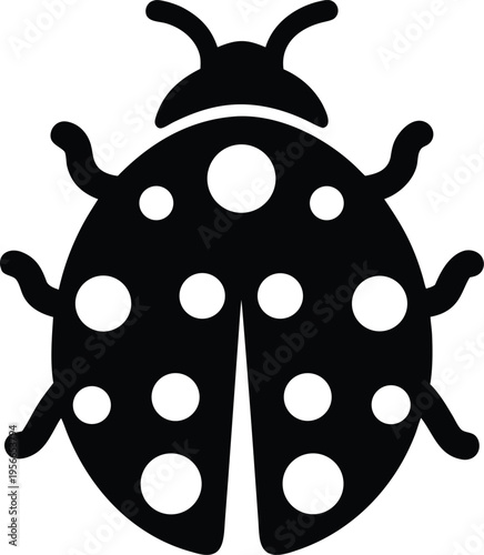 a ladybug with dotted wing covers the entire image silhouette vector illustration on transparent background