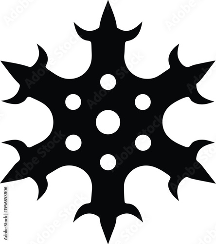 a jack children s toy with six spiked arms the entire image silhouette vector illustration on transparent background