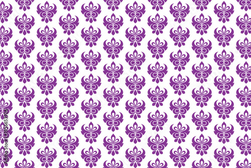 Seamless purple fleur de lis pattern with royal ornamental motif