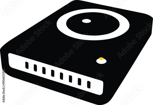 a hard drive with access light the entire image silhouette vector illustration on transparent background