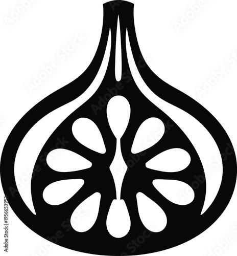 a garlic bulb with clove divisions the entire image silhouette vector illustration on transparent background