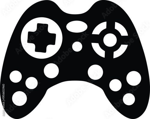 a game controller with d pad and buttons the entire image silhouette vector illustration on transparent background
