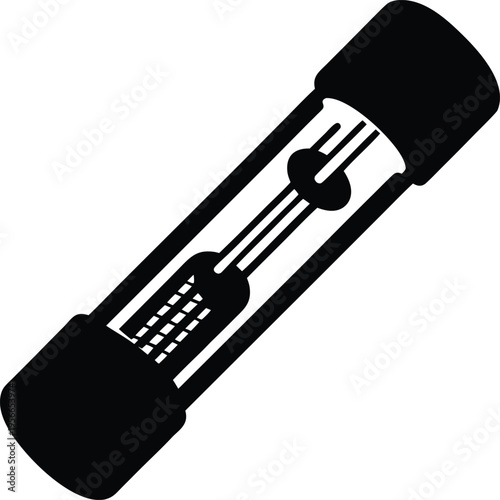 a fuse with metal caps and glass body the entire image silhouette vector illustration on transparent background