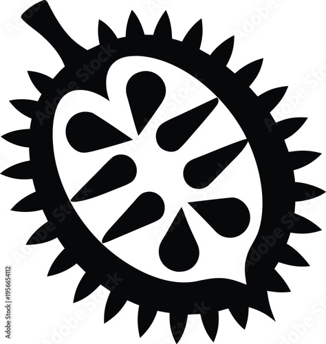 a durian with spiky outer shell the entire image silhouette vector illustration on transparent background