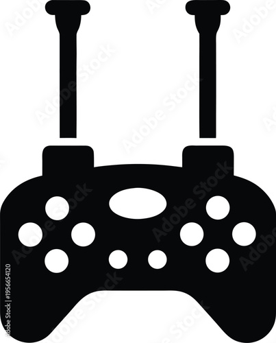 a drone controller with twin sticks the entire image silhouette vector illustration on transparent background