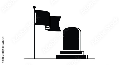 Black vector graveyard icon with flag