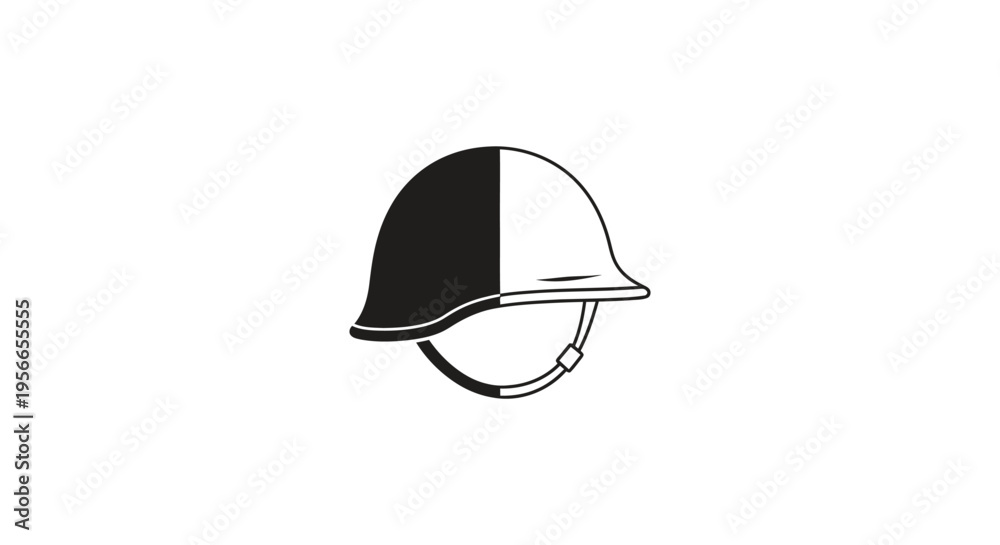 Fototapeta premium Black and white construction helmet icon vector