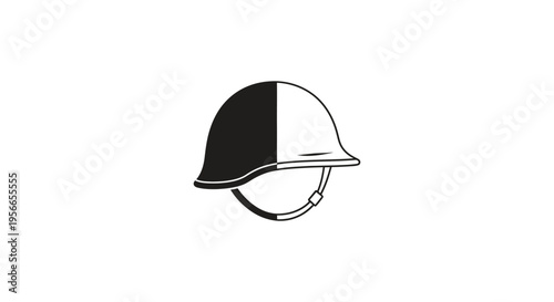 Black and white construction helmet icon vector