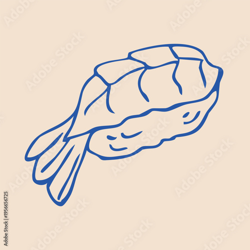 Hand drawn sushi doodle. Vector Illustration of Japanese Food