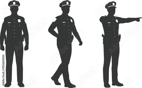 Law Enforcement Officer Silhouette Pack — Standing, Walking, and Directing Traffic Poses