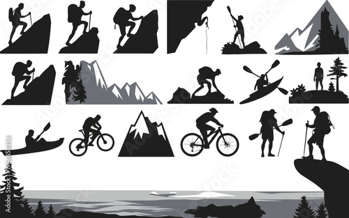 A sequence of a cyclist performing various dynamic riding and balancing poses