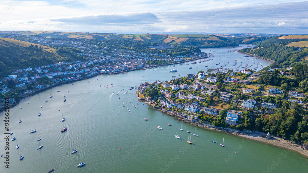 Fototapeta premium Panorama view of Dartmouth town in England