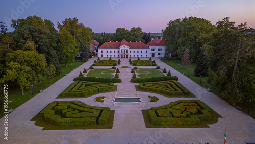 Sunset view of Szechenyi castle in Nagycenk, Hungary