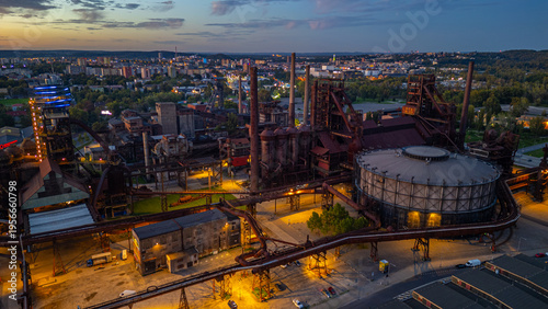 Fotografie Sunset view of Dolni Vitkovice industrial area in Ostrava, Czech