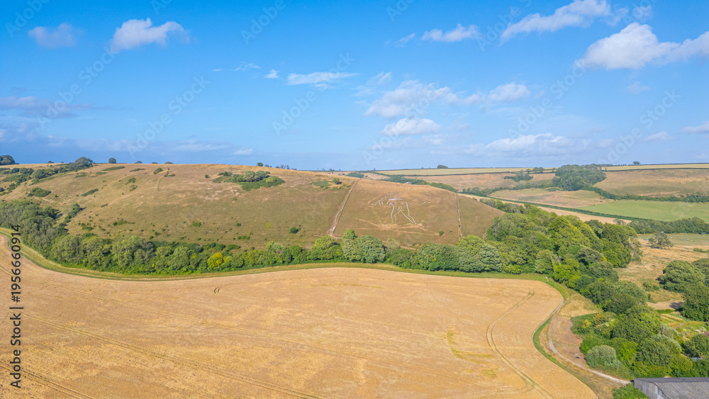 Fototapeta premium Aerial view of Cerne Giant in England