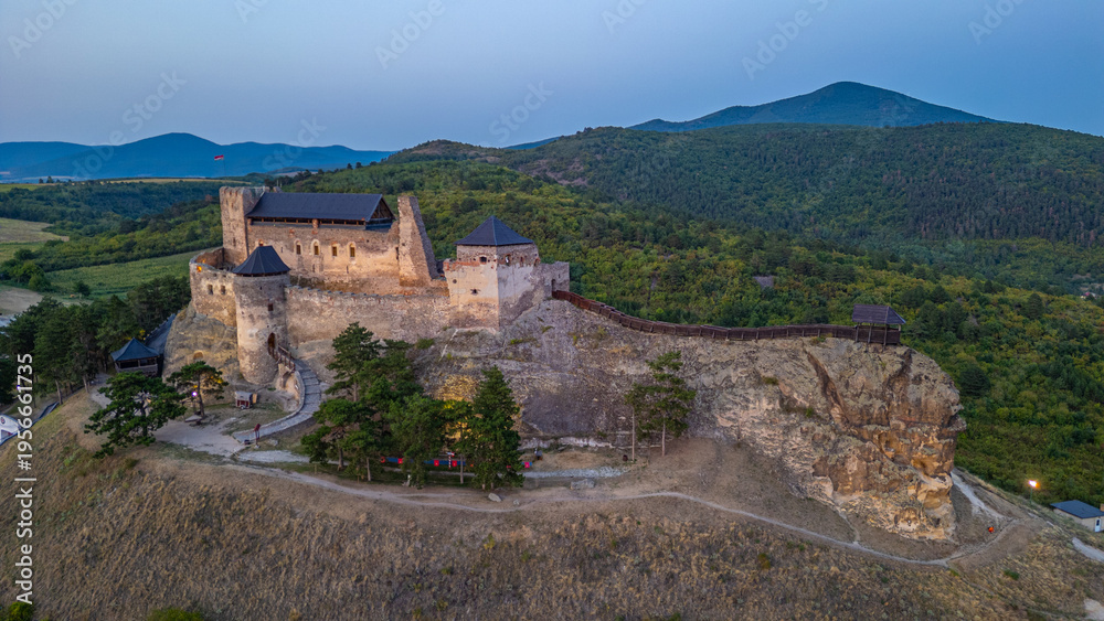 Fototapeta premium Sunset view of Boldogko castle in Hungary