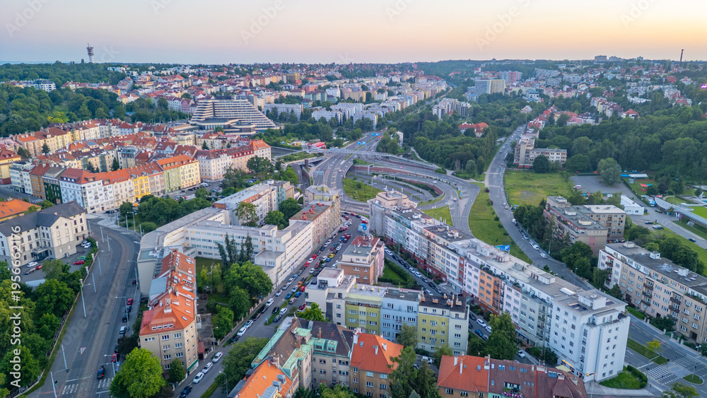 Fototapeta premium Panorama view of Prague circuit speedway in Czech republic