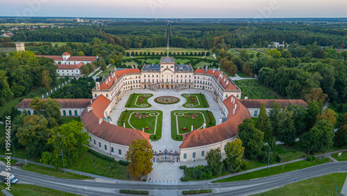 Obraz na płótnie Sunset panorama view of Esterhazy Castle in Fertod, Hungary