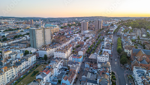 Foto Panorama view of downtown Brighton in England