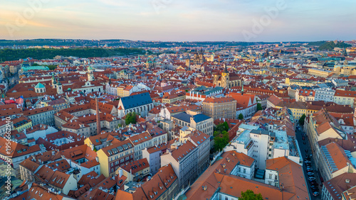 Canvas Print Sunset view of the old town of Prague, Czech republic
