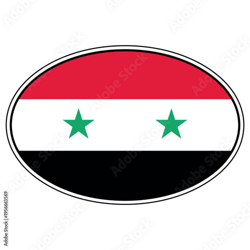 Syria national flag oval sticker emblem patriotic graphic illustration