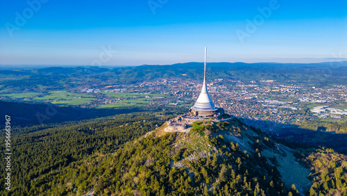 Valokuva Aerial view of Jested tower during a sunny day near Liberec, Cze