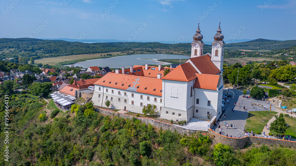 Fototapeta premium Panorama view of the Tihany Benedictine Abbey beside Balaton lak