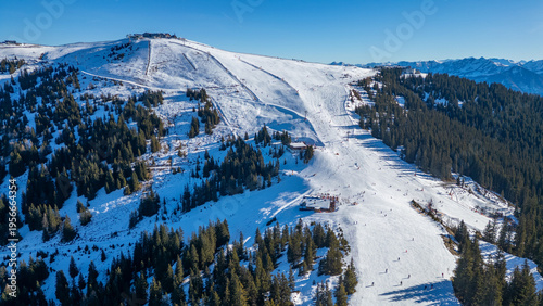 Sunny day at Schmittenhohe ski resort in Austria