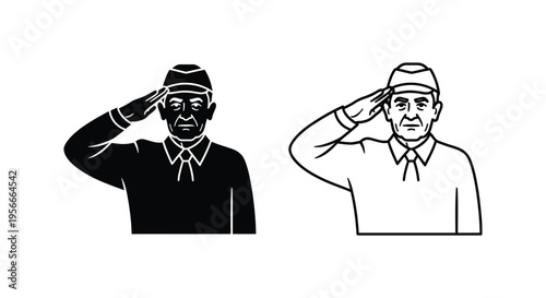 Set of 2 saluting men icons vector