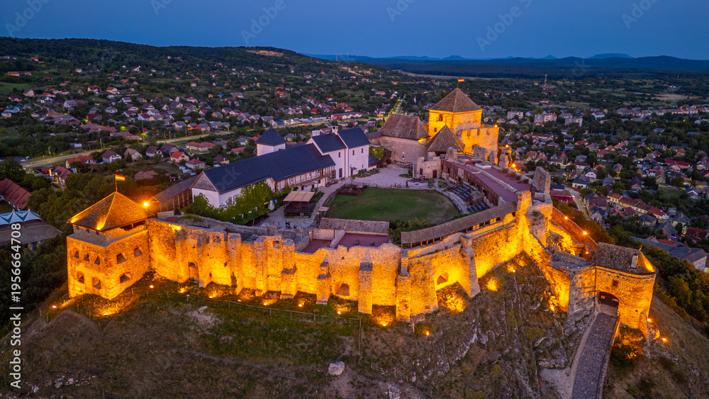 Obraz premium Sunset view of Sumeg castle in Hungary