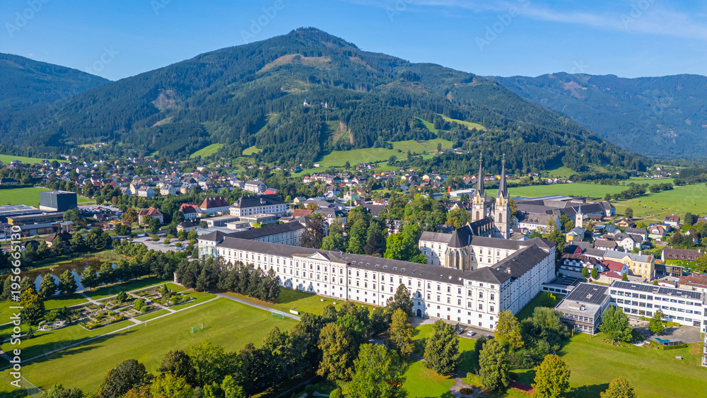 Fototapeta premium Panorama view of Admont abbey in Austria