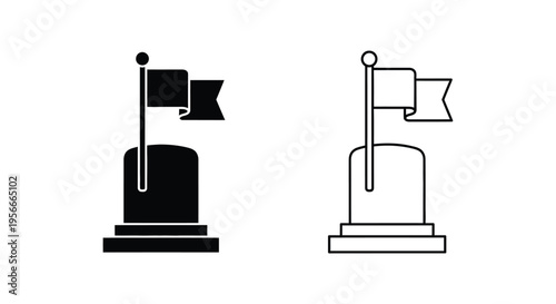 Set of 2 flag icons vector, black and white