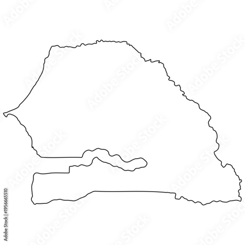 Senegal outline map vector,...