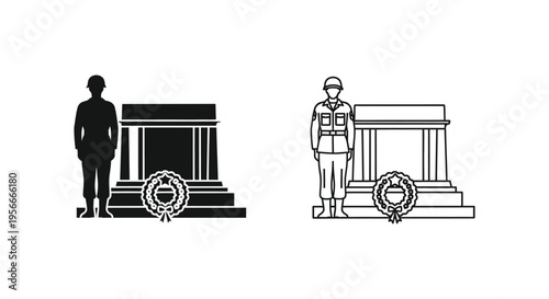 Set of 2 guard monument icons vector