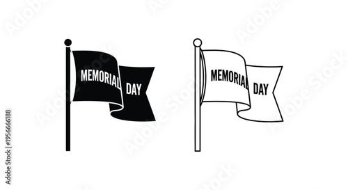 Set of 2 Memorial Day flags vector icons