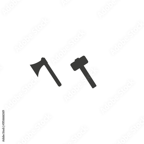 Hammer and Axe Icon Construction Tools
